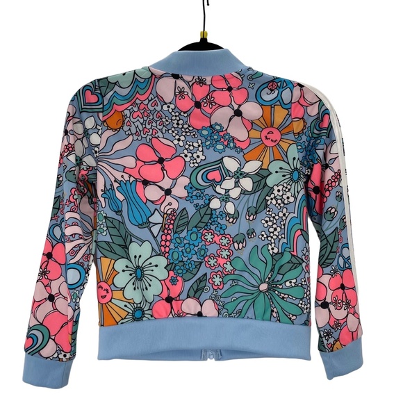 Adidas Girls Youth Floral Peace Sunshine & Flowers Track Jacket Size S (7/8) - Picture 3 of 12
